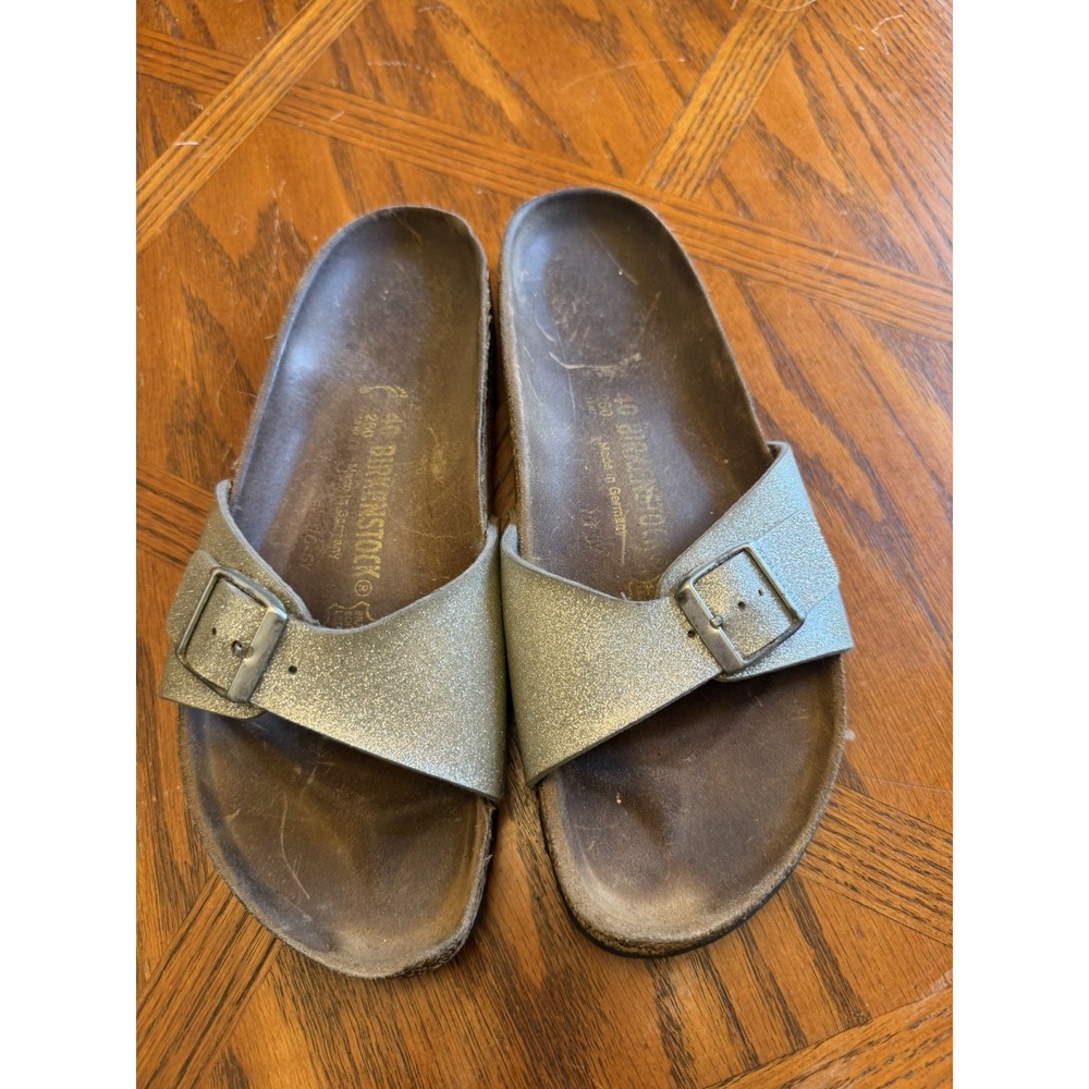 Birkenstock Madrid Silver Leather Sandals size 40 US Women's 9 -9.5